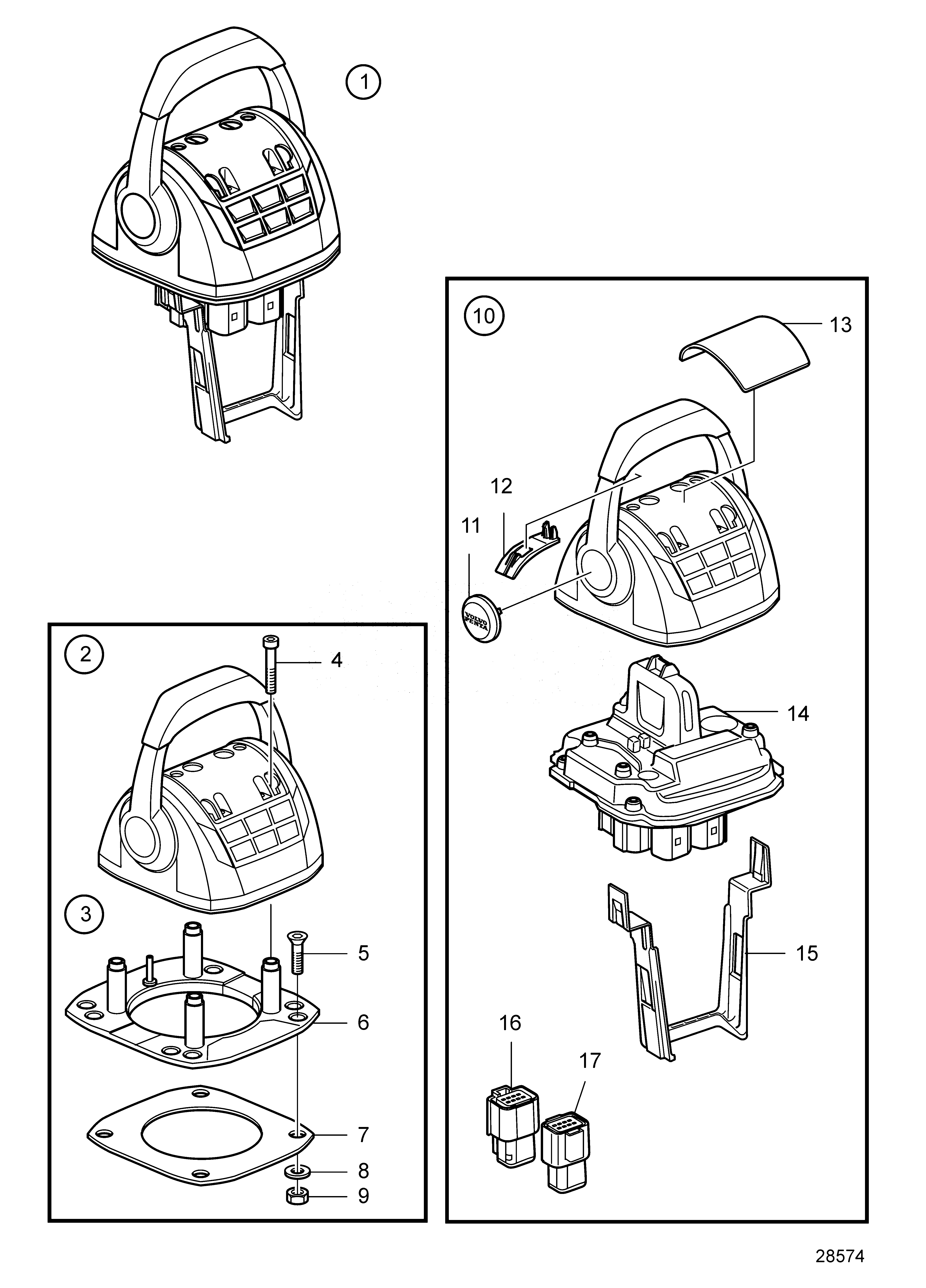 Схема узла Electrical Remote Control, Top Mounted, Single Evc 2.0