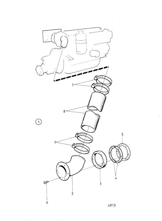 Схема узла Water Cooled Exhaust Line Для Volvo Penta Tamd40A