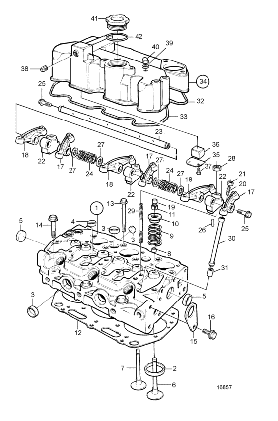Схема узла Cylinder Head, Engine Spec. No. 868747 Для Volvo Penta Md2030B