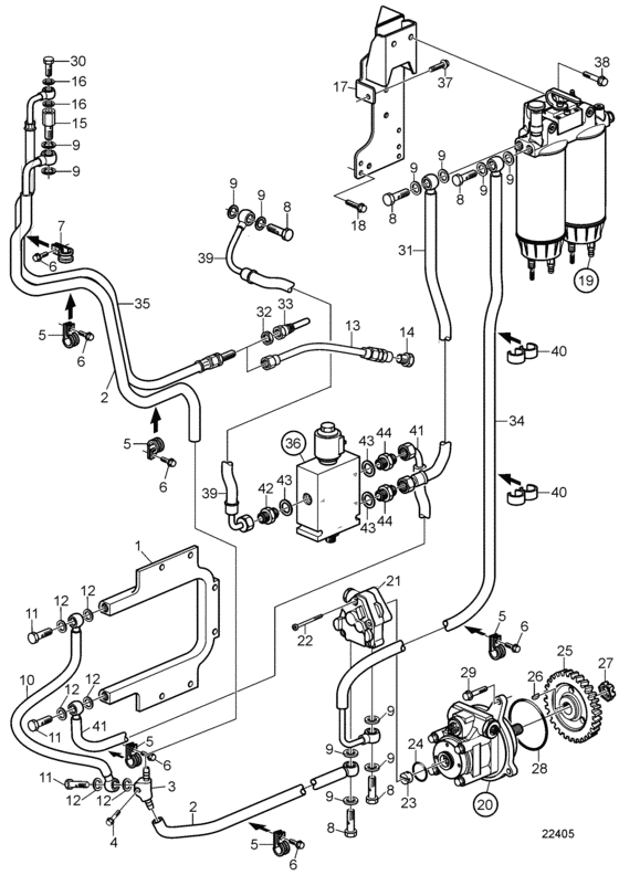 Схема узла Fuel System, Classifiable Для Volvo Penta D9A2B Mh
