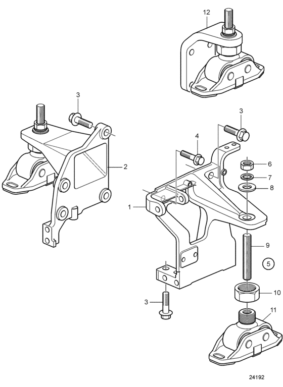 Схема узла Крепление Двигателя И Сопутствующие Детали Для Volvo Penta D11A-A