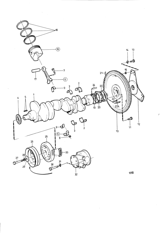 Схема узла Crankshaft And Related Parts: A Для Volvo Penta Bb231A
