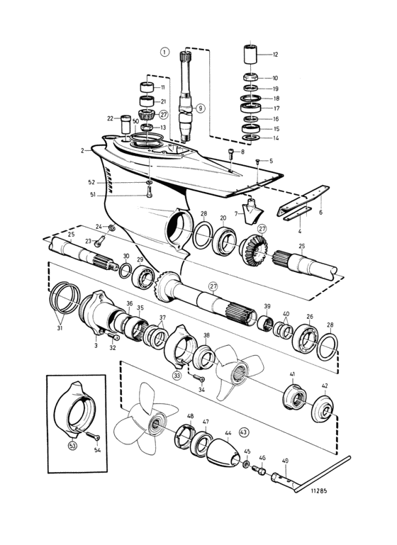 Схема узла Lower Gear Unit Ratio 2, 30:1, 1, 95:1: 872765 Для Volvo Penta 431A