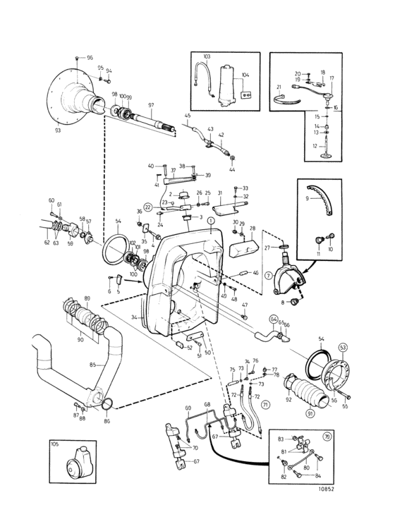 Схема узла Connecting Components With Exhaust Pipe, Drive Dp-B, Dp-B1 Для Volvo Penta 740A
