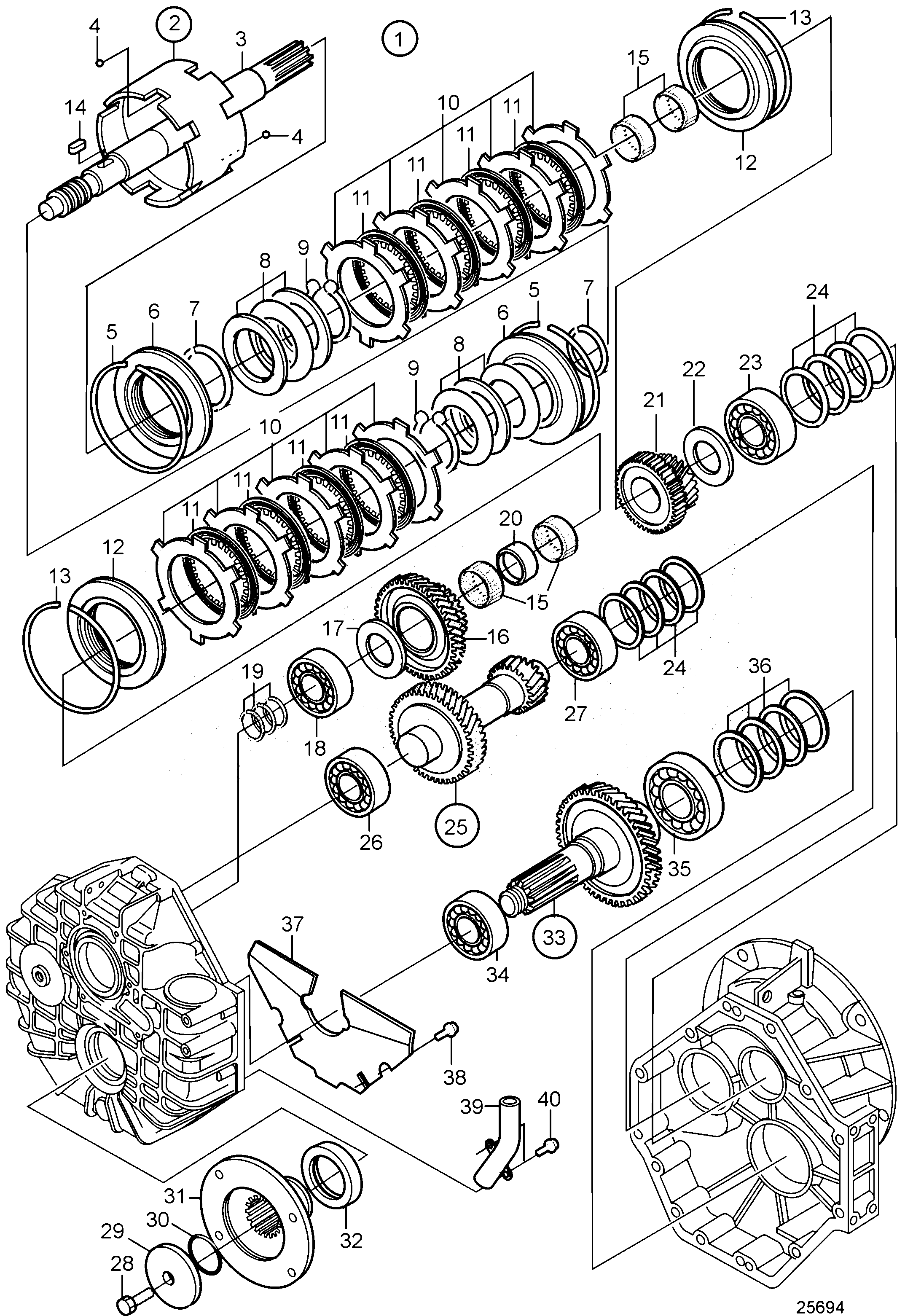 Схема узла Reverse Gear Hs68A-A, Components: Ratio 2.52:1