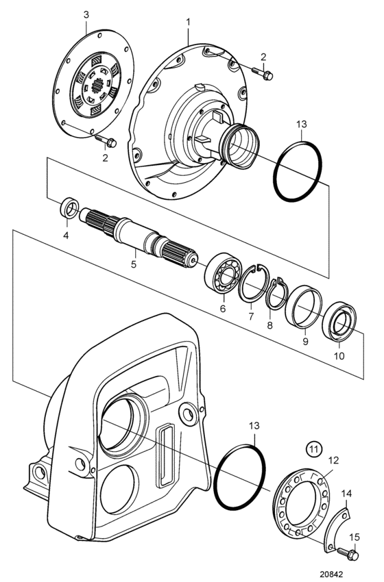 Схема узла Flywheel Housing And Primary Shaft Для Volvo Penta D4-225A-B
