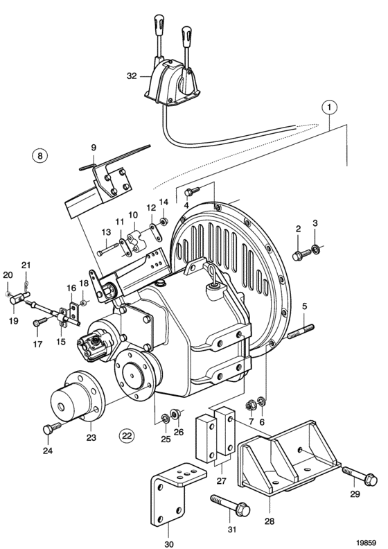 Схема узла Reverse Gear Zf 220 Для Volvo Penta D5A-A T