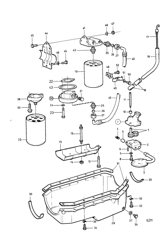 Схема узла Lubricating System: B Для Volvo Penta Bb225Av