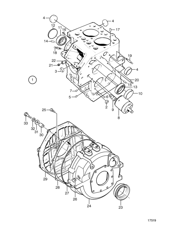 Схема узла Cylinder Block And Flywheel Housing Для Volvo Penta Md2010C