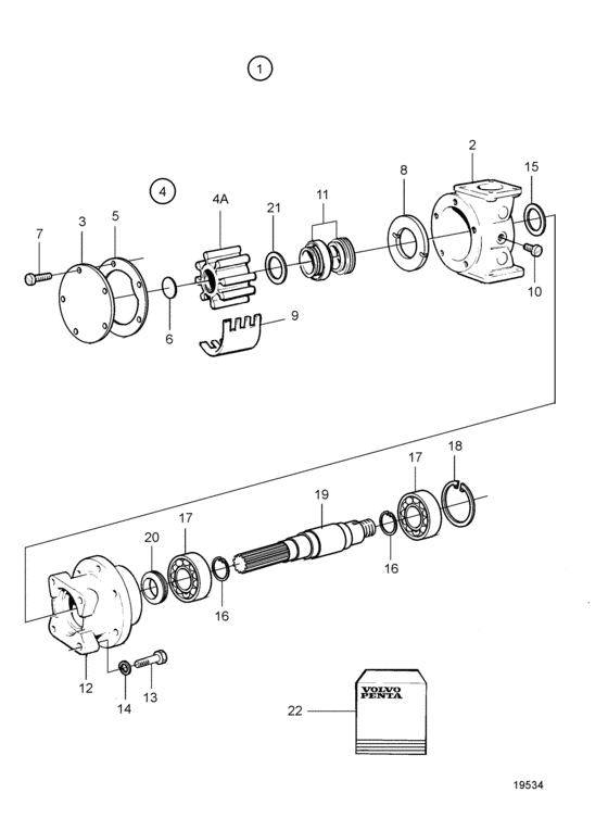 Схема узла Sea Water Pump, Components Для Volvo Penta Tmd121C