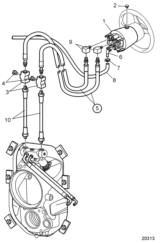 Схема узла Steering System, Early Для Volvo Penta D6-310A-A