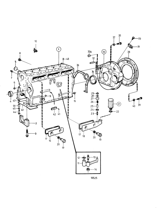Схема узла Cylinder Block And Flywheel Casing Для Volvo Penta Tamd41B