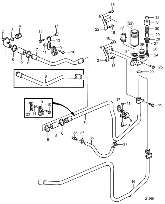 Схема узла Crankcase Ventilation: A Для Volvo Penta D12C-A Mp