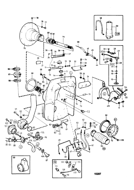 Схема узла Connecting Components Aq Drive Unit 290A, Dp290A: A Для Volvo Penta D41A