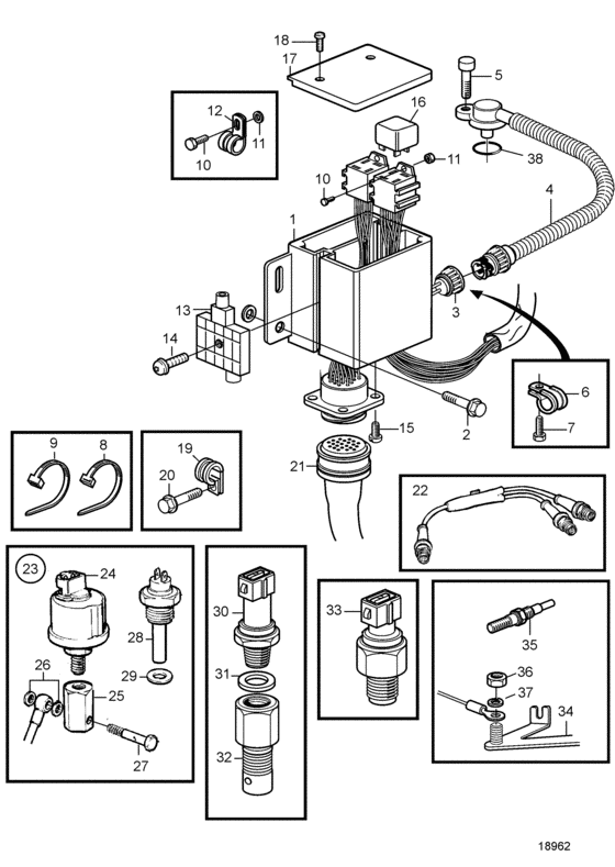 Схема узла Electrical System Для Volvo Penta D2-55B