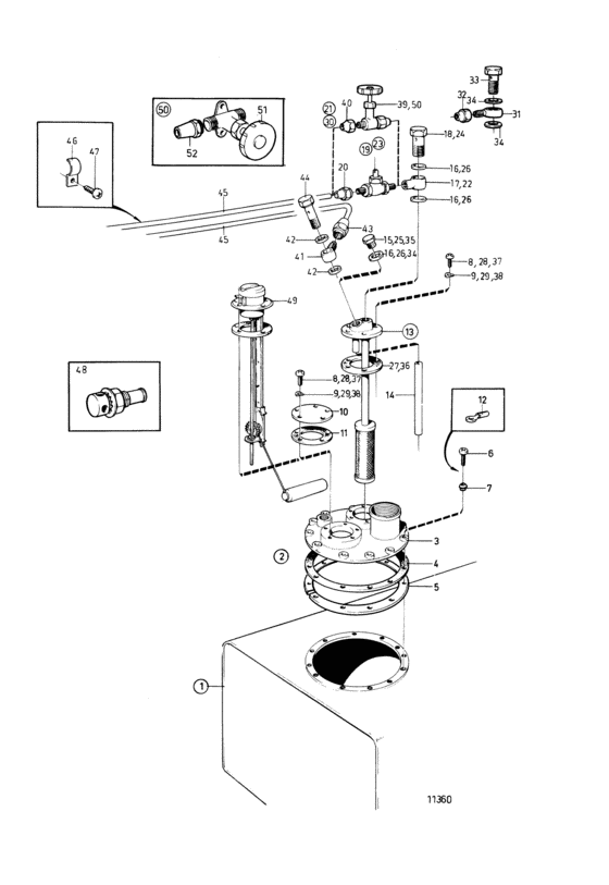 Схема узла Fuel Tank And Connecting Components Для Volvo Penta Tamd41B