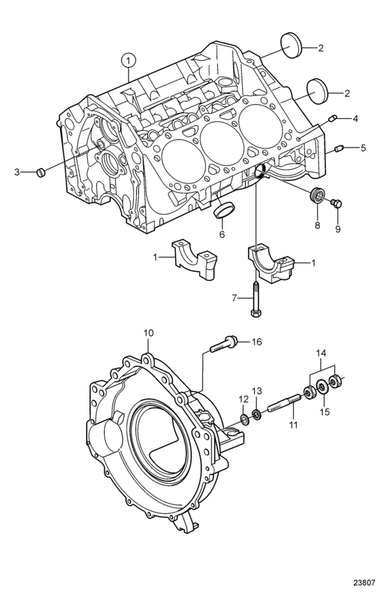 Схема узла Cylinder Block And Flywheel Housing Для Volvo Penta 4.3Gl-Jf