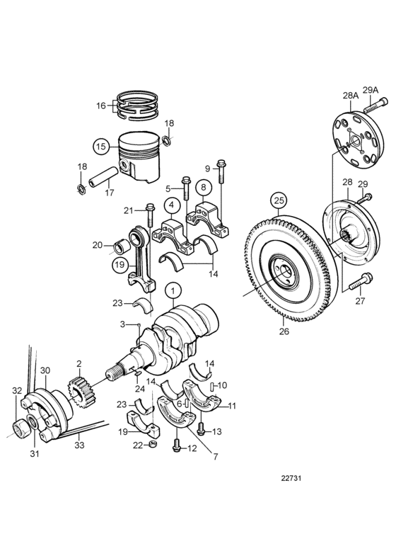Схема узла Crank Mechanism Для Volvo Penta Md2010C