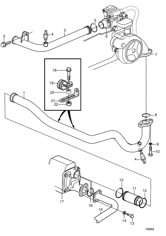 Схема узла Keel Cooling, One Circuit Для Volvo Penta Tamd74A