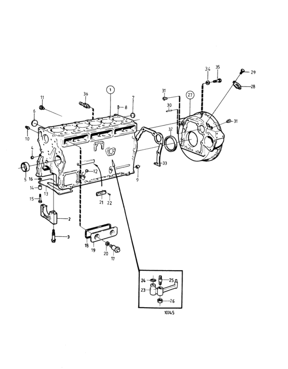 Схема узла Cylinder Block And Flywheel Housing Для Volvo Penta Tamd41D