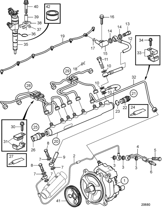 Схема узла Топливная Система Для Volvo Penta D6-280I-A