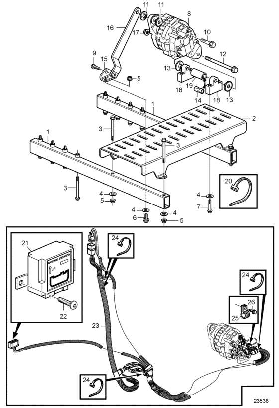 Схема узла Electrical System And Instruments, Solas Для Volvo Penta D6-280A-A