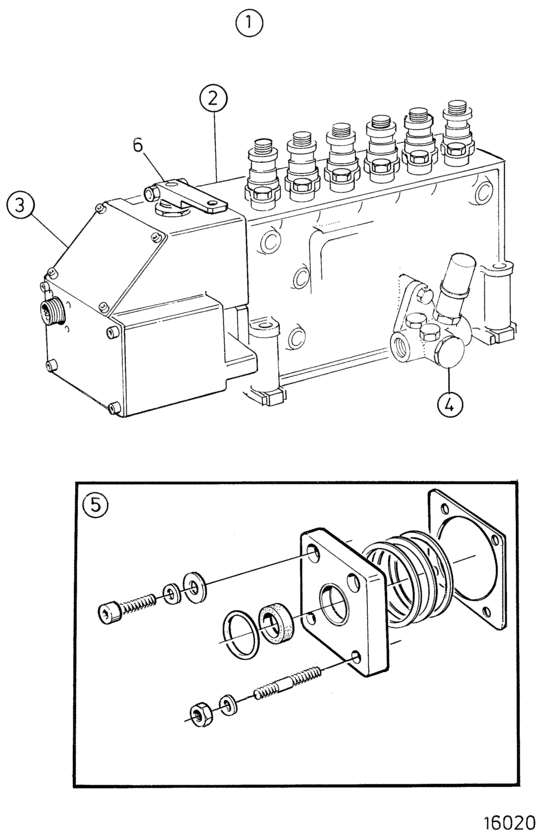 Схема узла Fuel Injection Pump, Components: Aux Для Volvo Penta Tamd163A-A