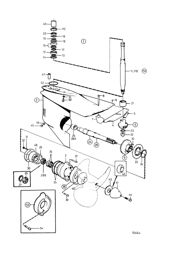 Схема узла Lower Gear Unit: 854038 Для Volvo Penta 431B
