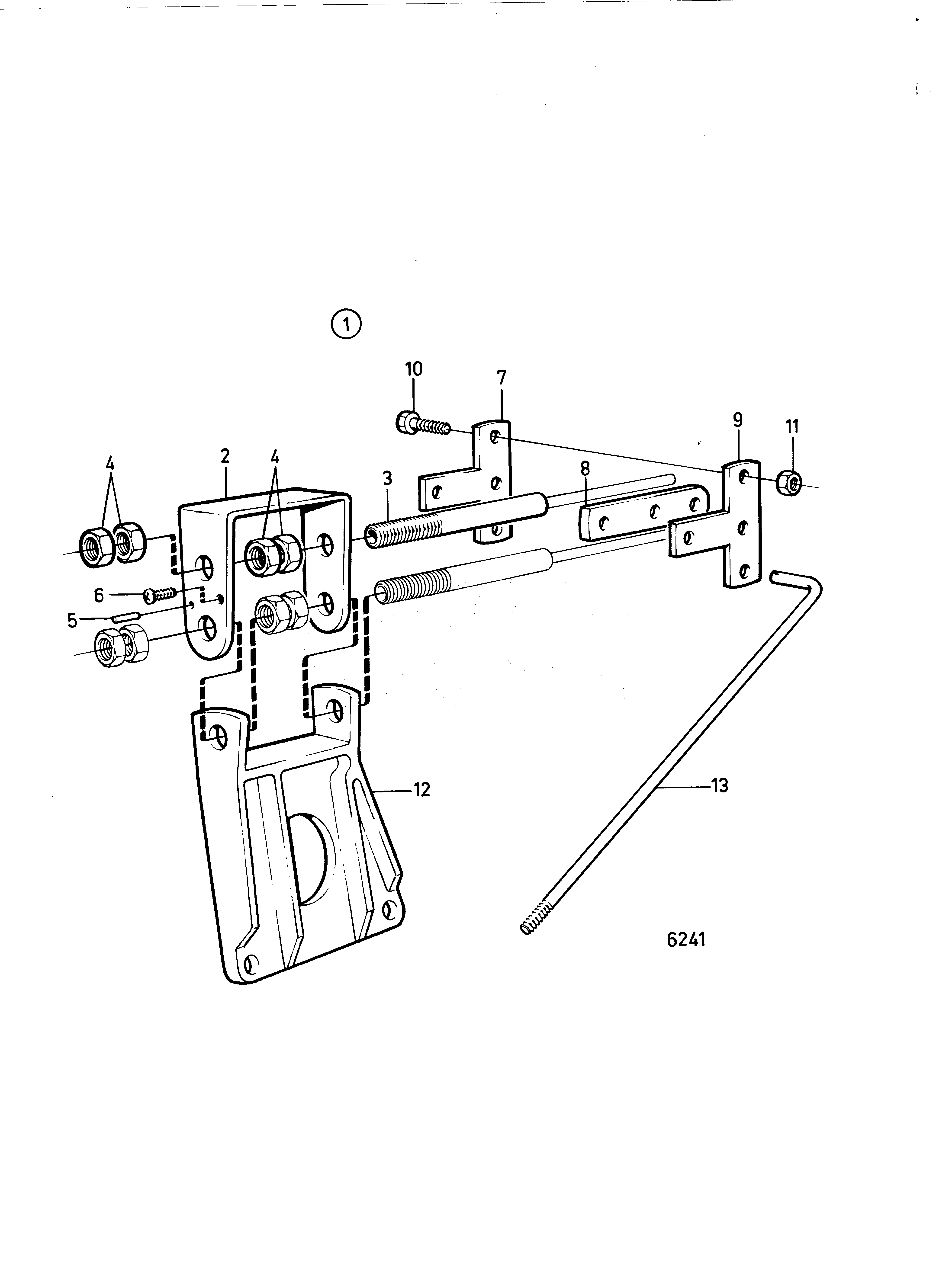 Схема узла Комплект Кронштейнов Кабеля Управления Для Флайбриджа