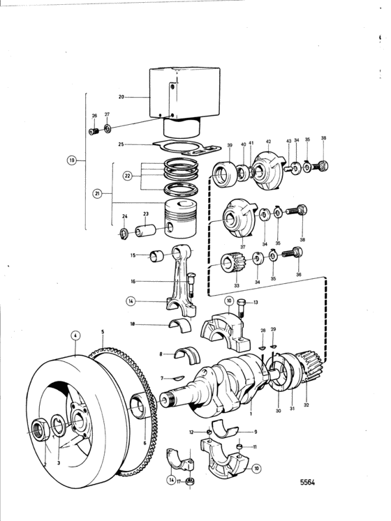 Схема узла Crankshaft And Related Parts: A Для Volvo Penta Md2B