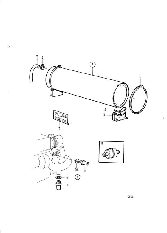Схема узла Water Heater And Hot Water Outlet Для Volvo Penta Tmd22A