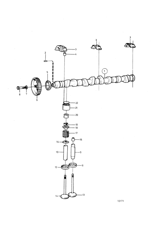 Схема узла Camshaft And Valve Mechanism: B Для Volvo Penta 230A