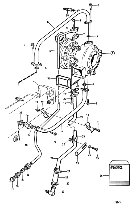 Схема узла Turbocharger: C Для Volvo Penta Tamd162C-B