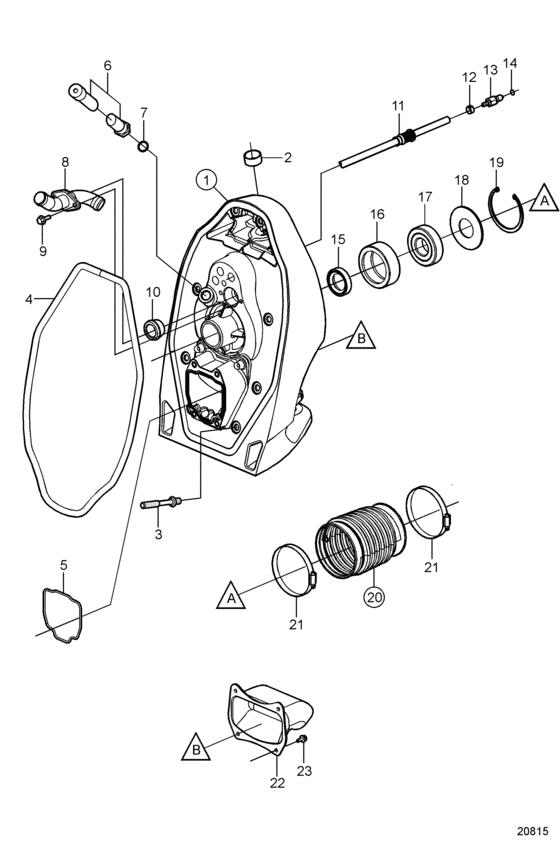 Схема узла Transom Shield Для Volvo Penta Xxp-Alt