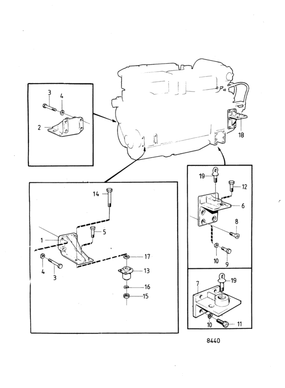 Схема узла Engine Suspension Excl Spec 867104, 867223: A Для Volvo Penta Tamd70B