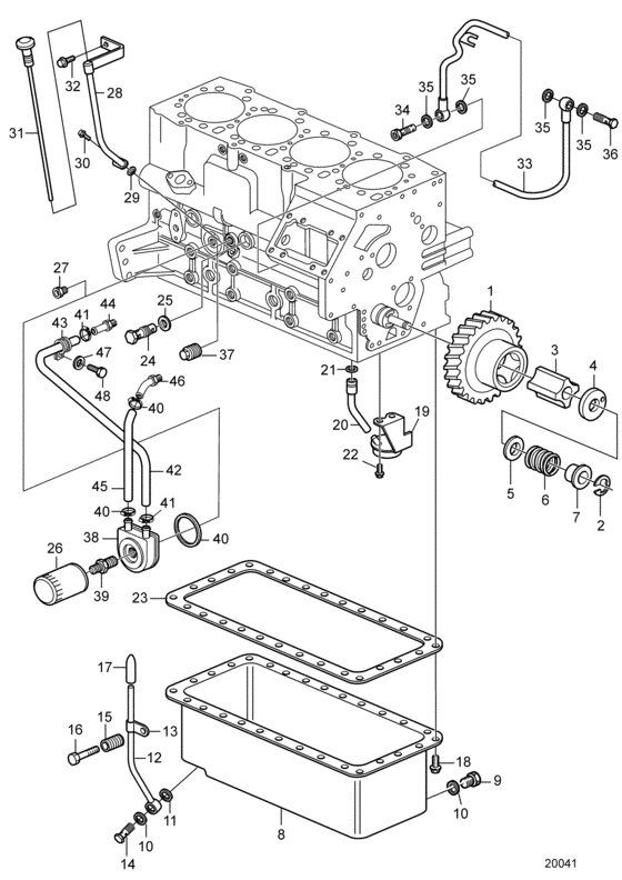 Схема узла Lubricating System Для Volvo Penta D2-75A