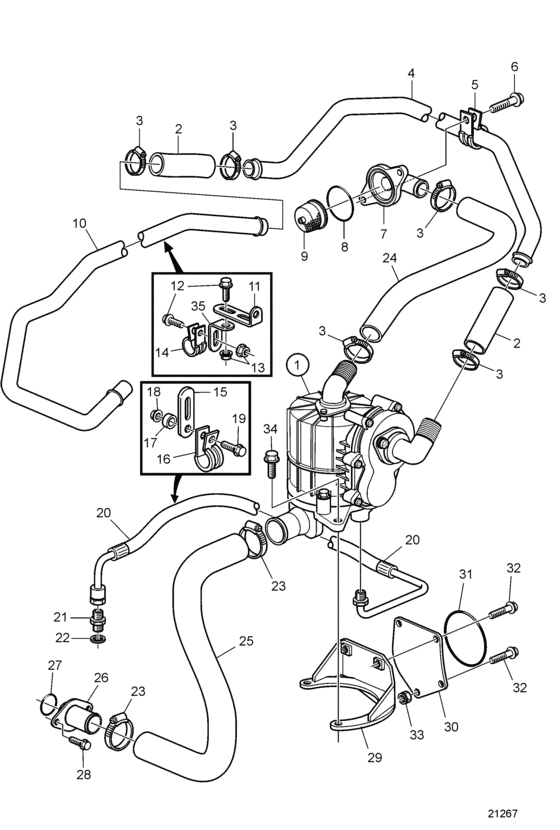 Схема узла Crankcase Ventilation, Closed Для Volvo Penta D12D-C Mh