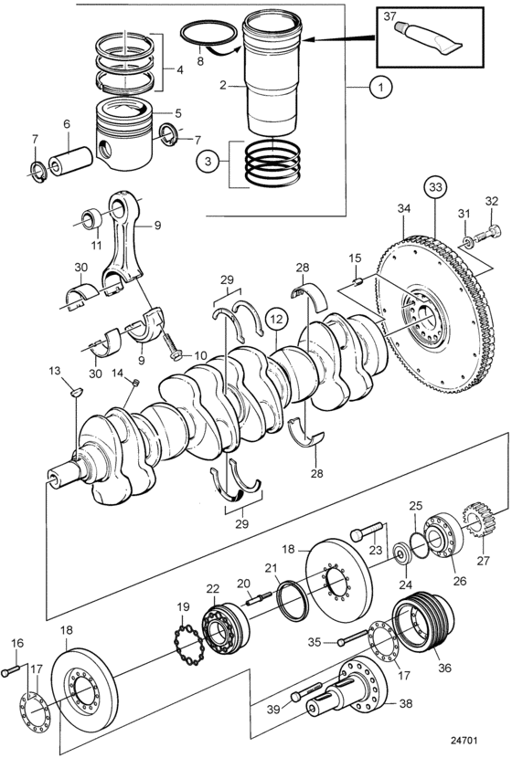 Схема узла Crank Mechanism Sn1012645019- Для Volvo Penta D12C-A Mp