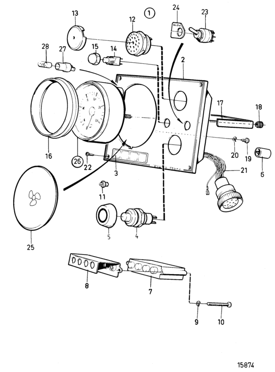 Схема узла Instrument Panel Standard, With Start Button Для Volvo Penta Md2010C