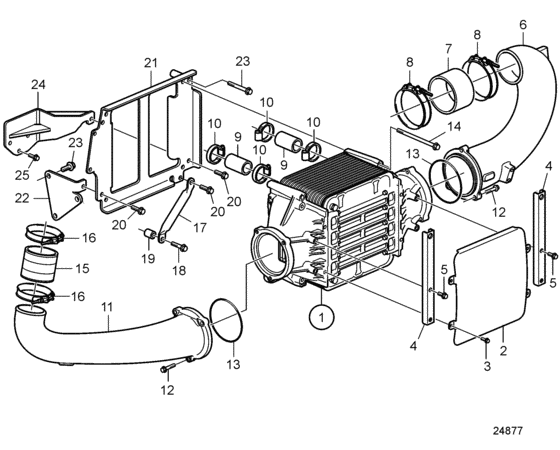 Схема узла Charge Air Cooler Rear With Connection Для Volvo Penta D13B-A Mp