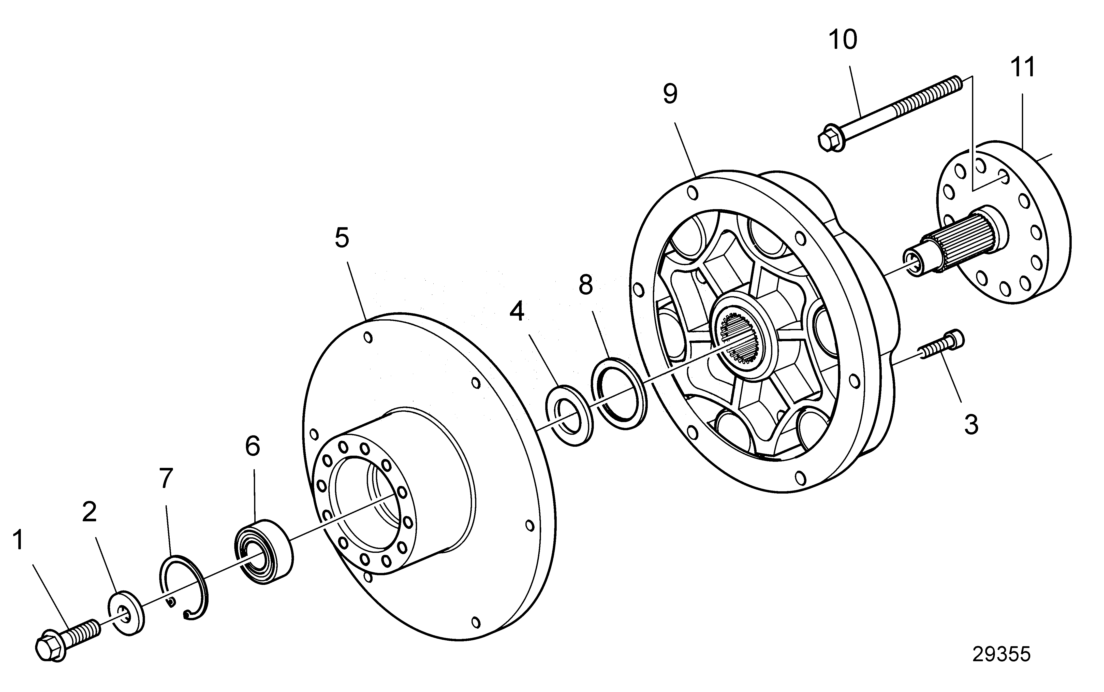 Схема узла Power Take Off,Components.cv10 600Nm