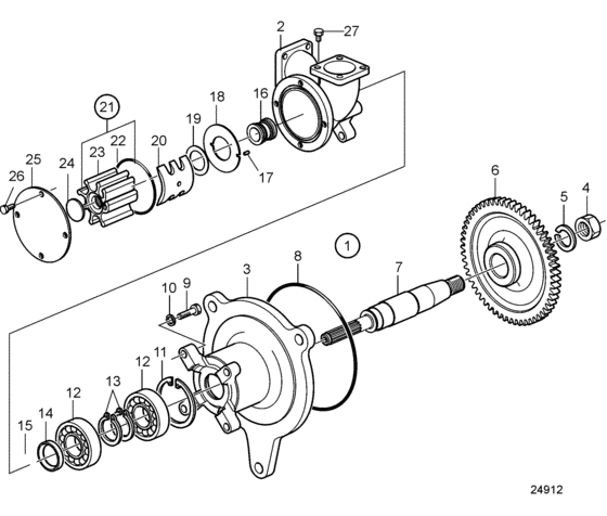 Схема узла Sea Water Pump, Components Для Volvo Penta D13B-A Mp