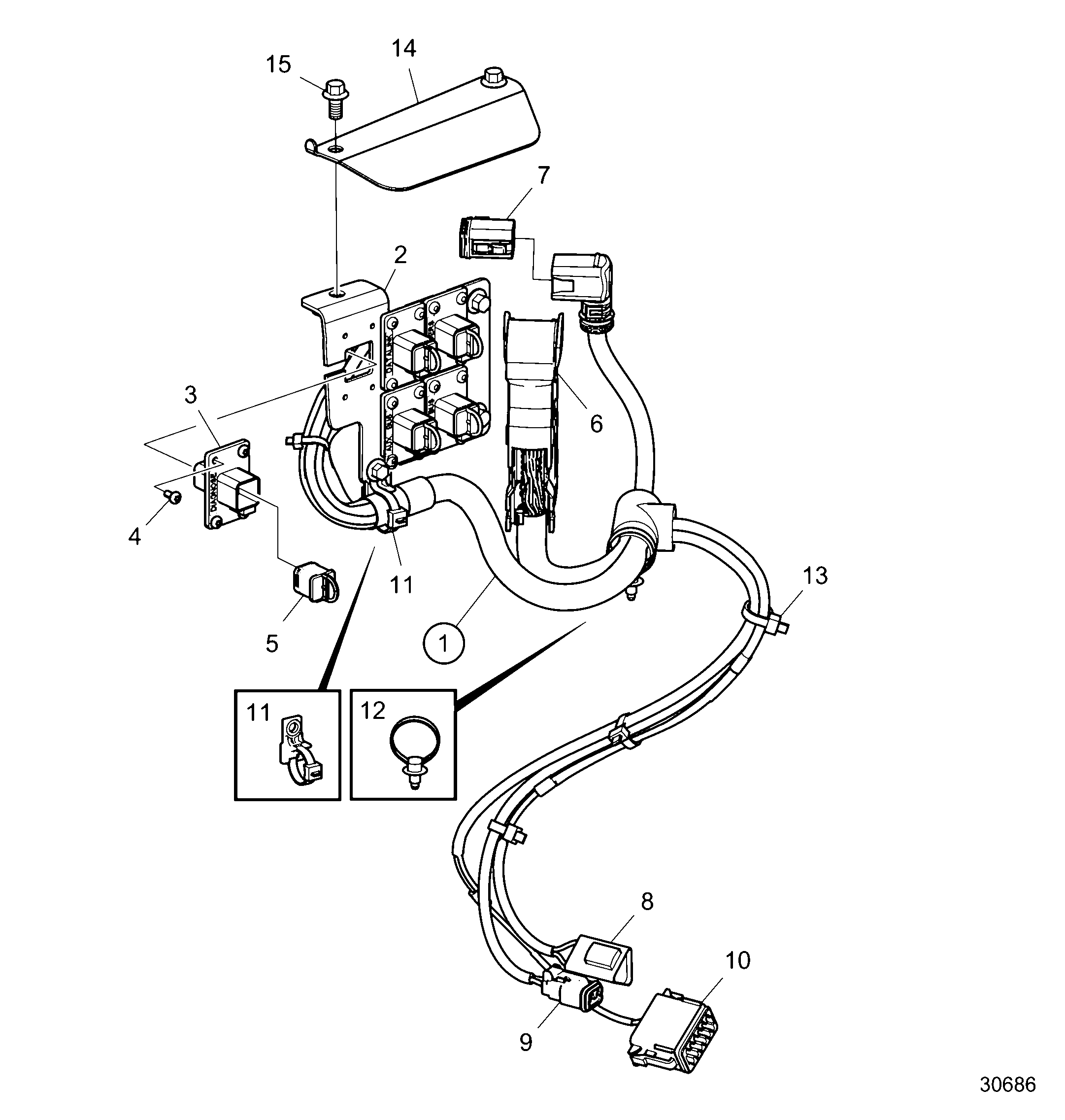Схема узла Wiring Harness Inboard Mgx, Evc 2.0