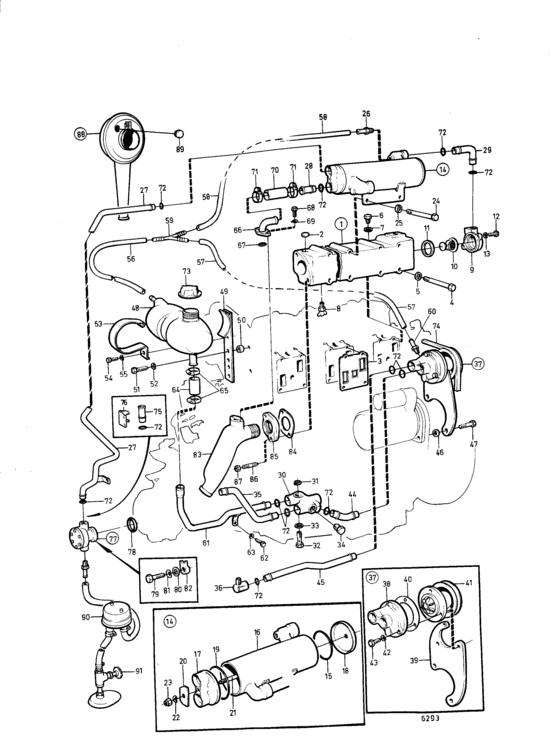 Схема узла Cooling System, Induction- And Exhaust Manifold Spec 867600, -684: A Для Volvo Penta Md17C