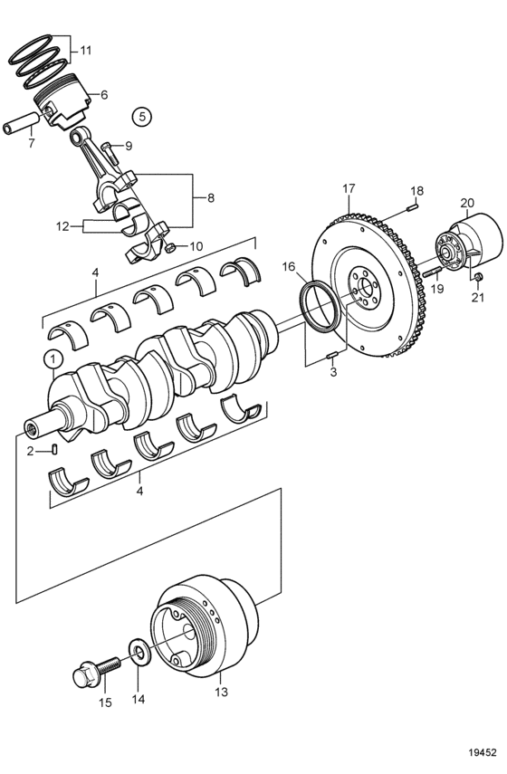 Схема узла Crankshaft And Related Parts Для Volvo Penta 8.1Gsi-A