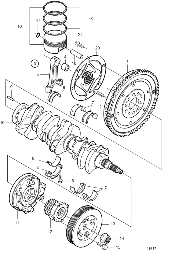 Схема узла Crank Mechanism Для Volvo Penta D3-130A-A