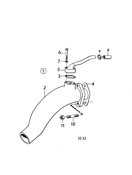 Схема узла Water Cooled Exhaust Bend: 833586 Для Volvo Penta Md17C