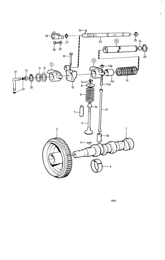 Схема узла Camshaft And Valve Mechanism Для Volvo Penta 2002