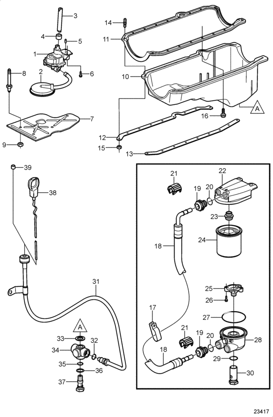 Схема узла Oil Pan And Oil Pump Для Volvo Penta 5.7Gxii-H