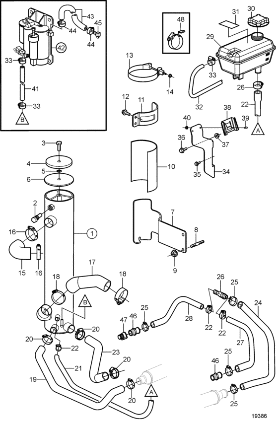 Схема узла Heat Exchanger, Sterndrive With Freshwater Cooling Для Volvo Penta 8.1Gxi-Bf